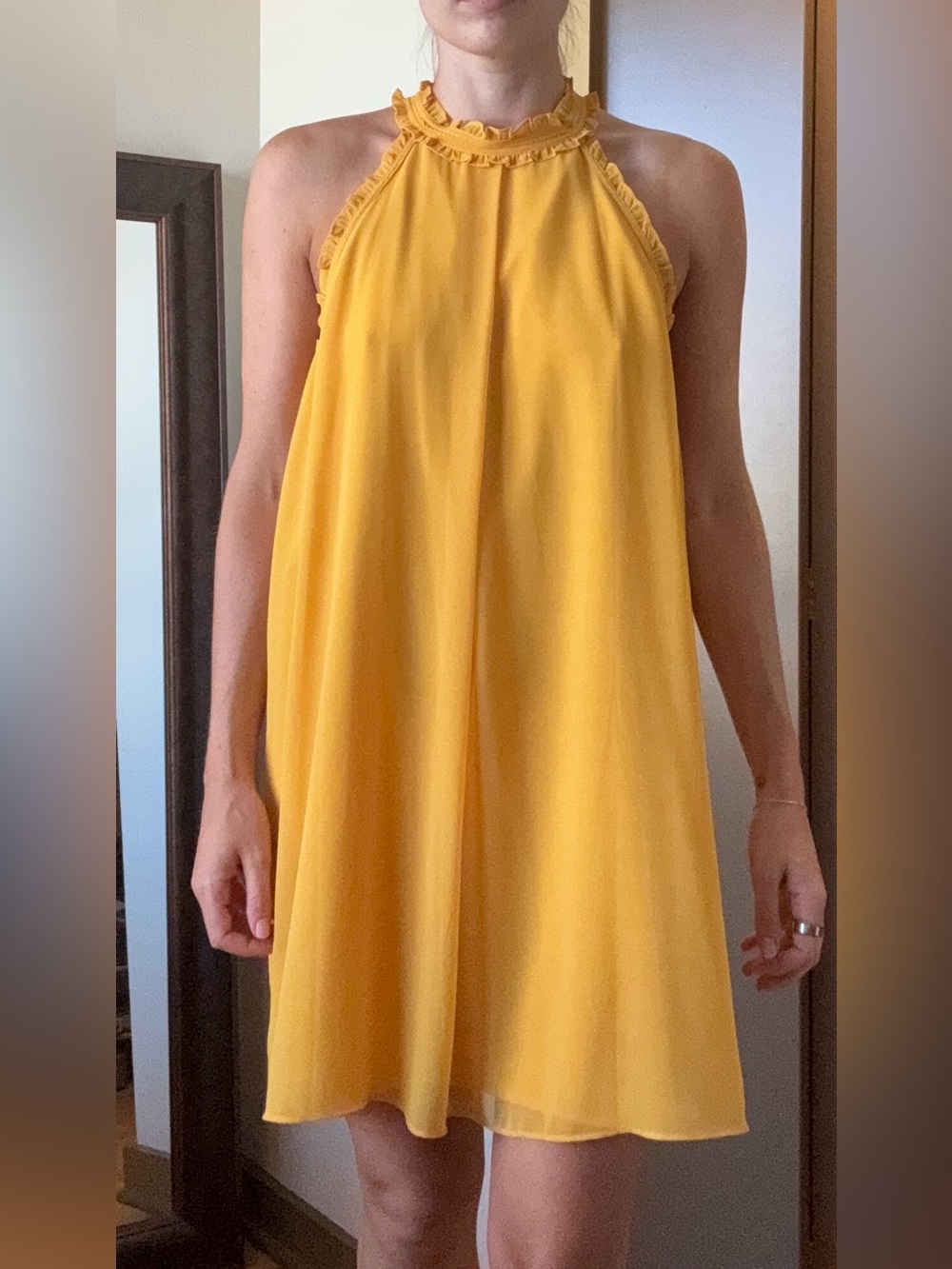 BCBGeneration Yellow Halter Mini Dress